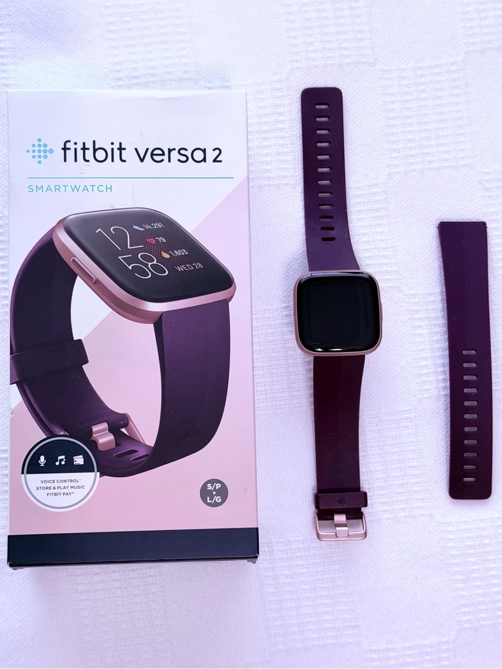 fitbit Versa 2 Smartwatch - Deep Purple with Rose Gold Case